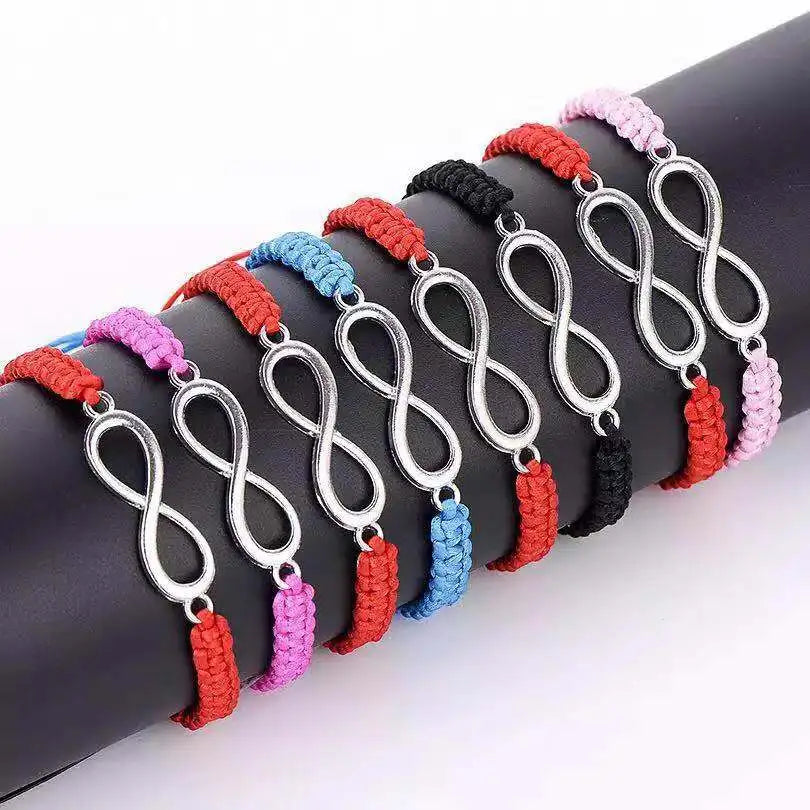 Handmade Infinity Sign Charm Friendship Bracelet Adjustable Black White Macrame Cord Best Friends Lover Couple Bracelet
