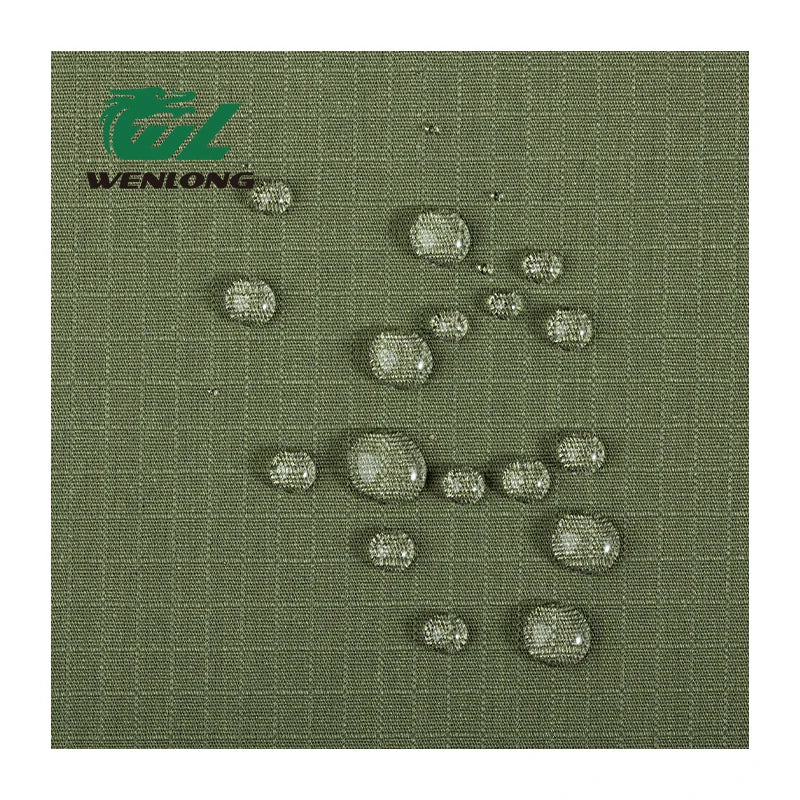 T/C 65/35 Plain Dyed Flame Retardant Anti Tearing Waterproof Olive Camouflage Ripstop Woven Fabric for Boys Uniform and Dress
