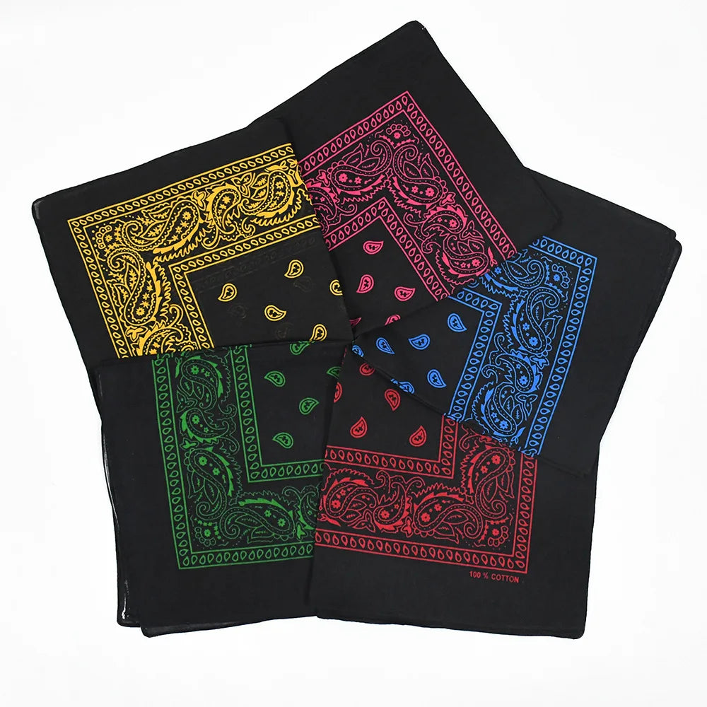 Hip Hop Unisex Wholesale Custom Print Logo Recycled 100% Cotton Classic Square Scarf Paisley Bandanas