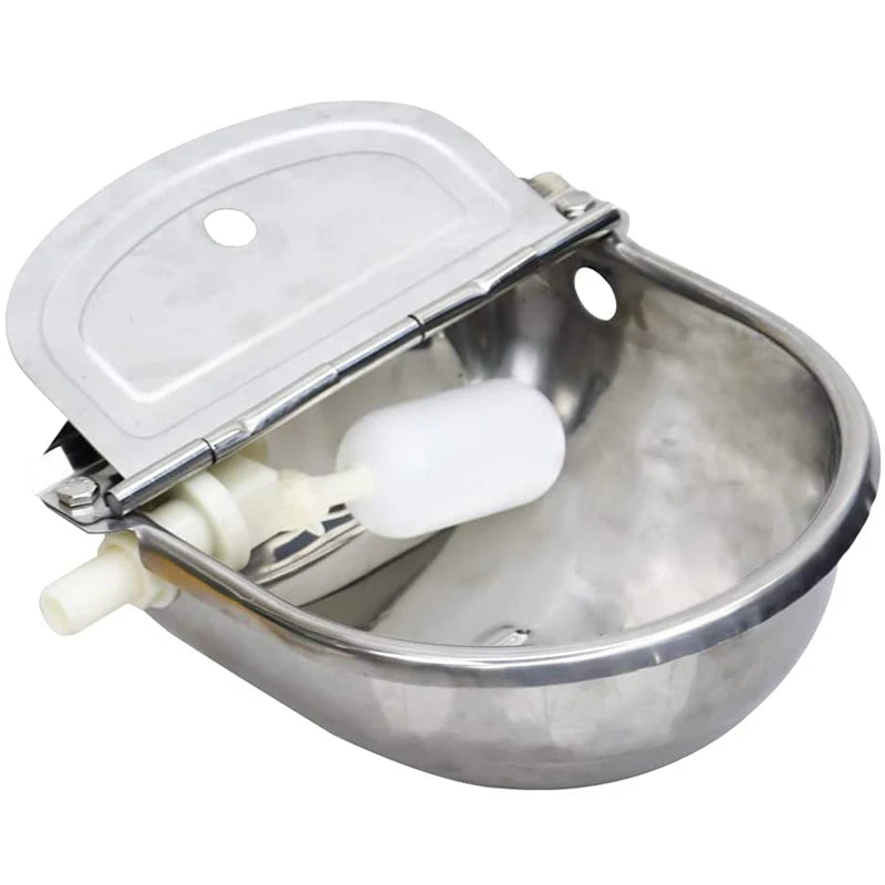 New Stainless Steel Automatic Livestock Waterer with Float Valve & Single Trough 1.5-2.5 L/min Flow Rate 1 Year Warranty
