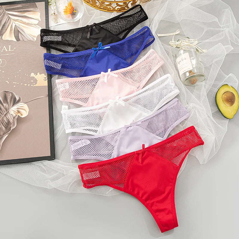 New Fashion Simple Women's Comfortable Sexy High-Elastic Mesh Waist Antibacterial Thong Triangle Panties