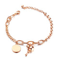 New Style Classic Round Beads Gold Plated Stainless Steel Gourd Pendant Women Sublimation Charm Bracelet