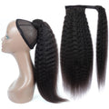 Natural Black 100G Ponytail Human Hair Extensions Long Yaki Straight Wrap Around 100% Human Hair Ponytail Extension for Women