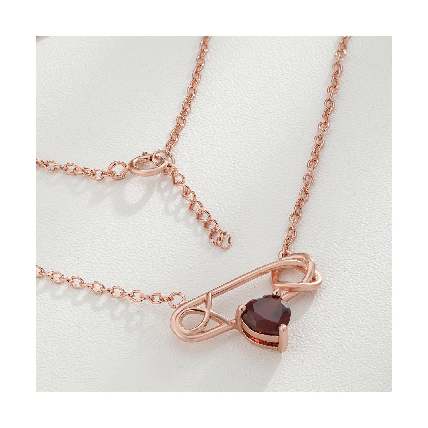 YBO Trendy Natural Gemstone Heart Garnet 6MM Real S925 Paperclip Geometric Necklaces Fine Jewelry for Wedding and Party