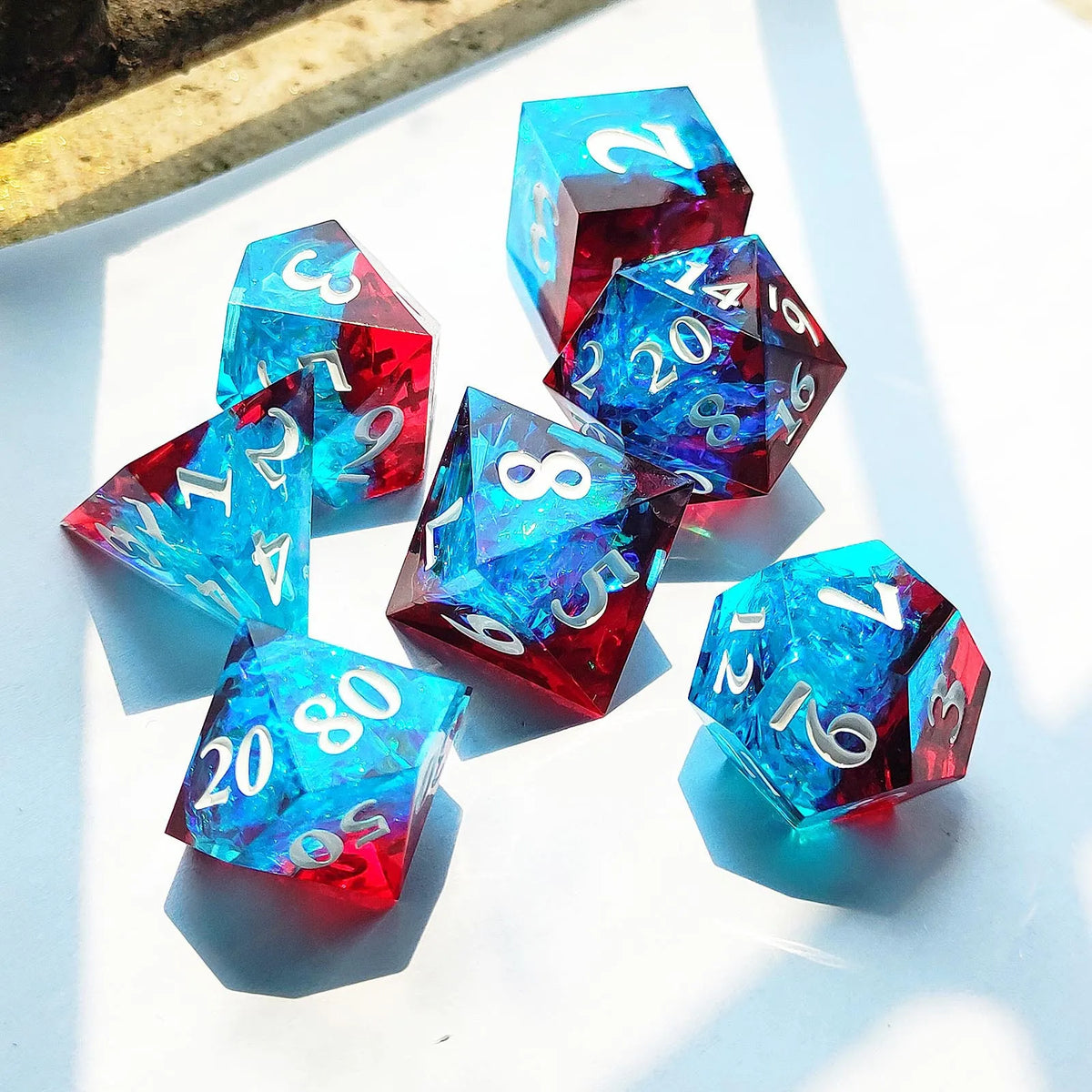 LM 7pcs Polyhedral Bulk Resin Dice Set 16mm Sharp Edge Dice with Custom Logo Dnd Roll & Dice