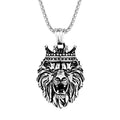 Lion Head Pendant Stainless Steel Mens Silver Lion Crown Pendant Necklace Men's 18K Gold Lion King Necklace
