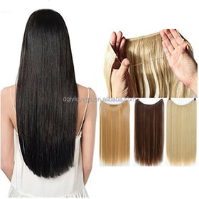 WS11 New Design 22-32inches for Flip Line Hair Extensions 22-32inches Straight Synthetic Hair Piece High Temperature Fiber