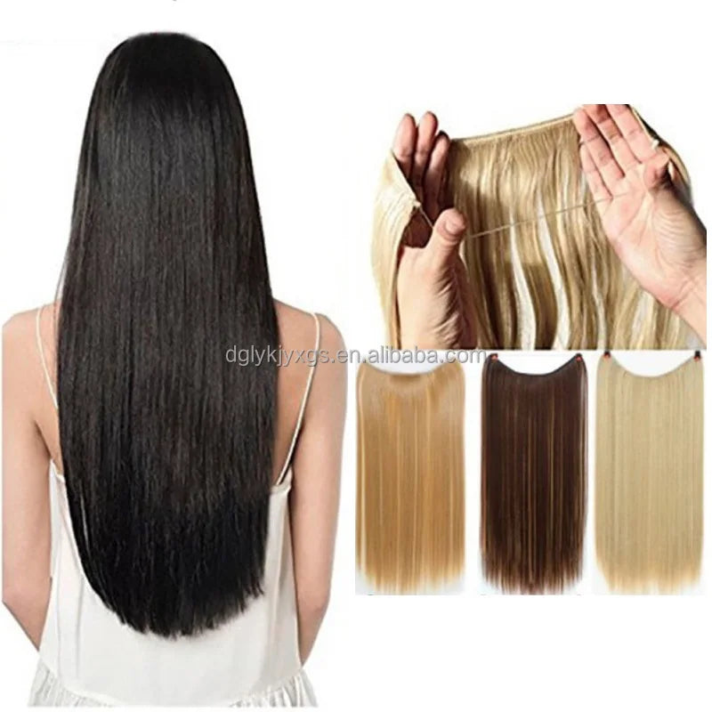 WS11 New Design 22-32inches for Flip Line Hair Extensions 22-32inches Straight Synthetic Hair Piece High Temperature Fiber