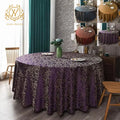 Golden Branches Pattern Table Cover Round Table Cloth Light Luxury Jacquard Tablecloth for Wedding Home Hotel Dinner Table Decor
