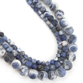 Wholesale Round Frosted Flower Blue Sodalite Beads 4MM-12MM Loose Stone Beads for DIY Bracelet Necklace