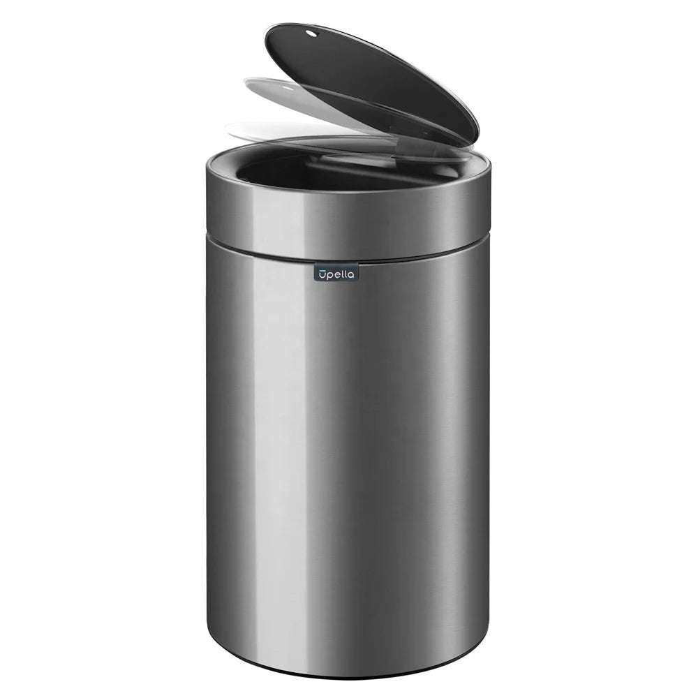 Stainless Steel Sensor Waste Bin for Indoor/Outdoor Kitchen/Bedroom/Office Mild Vacuum Round Design-for Restaurants