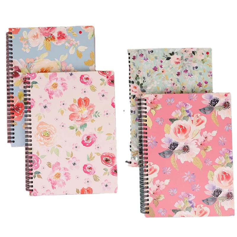 Cute Floral Loose-leaf Hardcover Spiral Notebook A5/A6 Customizable School Student Composition Notebook Paper Cover for Students