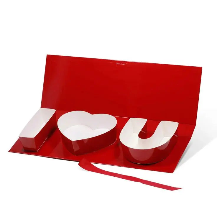 Custom Logo Red Clear Lid Fillable Letter Shaped Gift Boxes for Valentine's Day Treat Red Gift Boxes