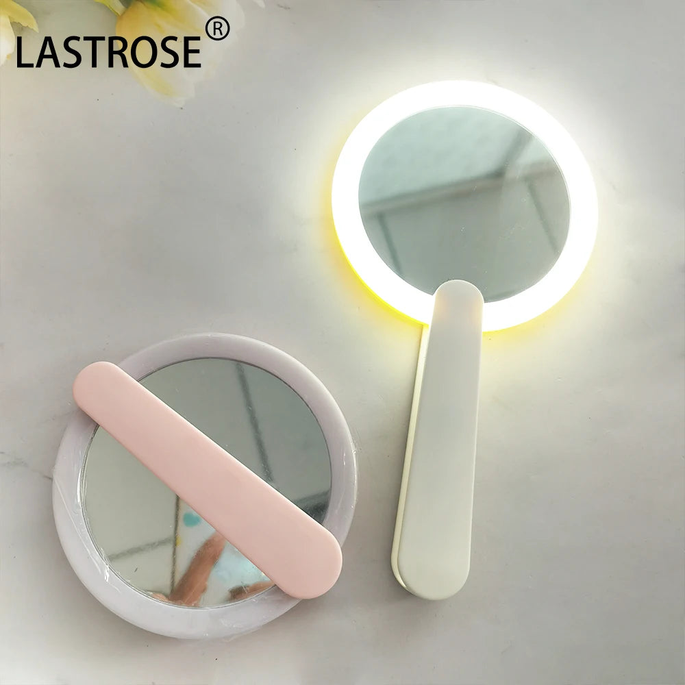 OEM Logo Mini Folding Travel LED Makeup Mirror Handheld Make-Up Tool with Logo Eyelash Tweezers
