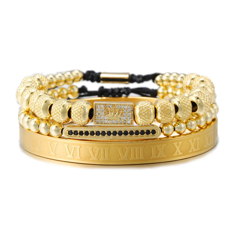 New Trend African Nigerian Beads Style Silver Wedding Jewelry Crown Bracelet Set