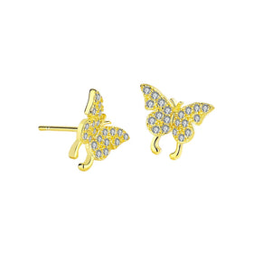 Stylish Chic Dainty New Butterfly Earrings Retro Simple Zircon Ear Studs for Women Hypoallergenic Earrings Party Accessories