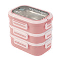 Wholesale Plastic Portable Triple Tier Stackable Reusable Heatable Thermal Camp Lunch Box Bento for Newborn Kids Adult