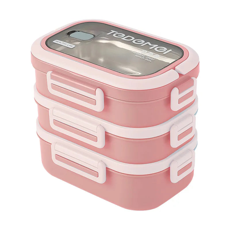 Wholesale Plastic Portable Triple Tier Stackable Reusable Heatable Thermal Camp Lunch Box Bento for Newborn Kids Adult