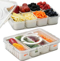 Snackle Box Container 2 Pack Divided Serving Tray with Lid and Handle Charcuterie Board with Lid Snack Organizer