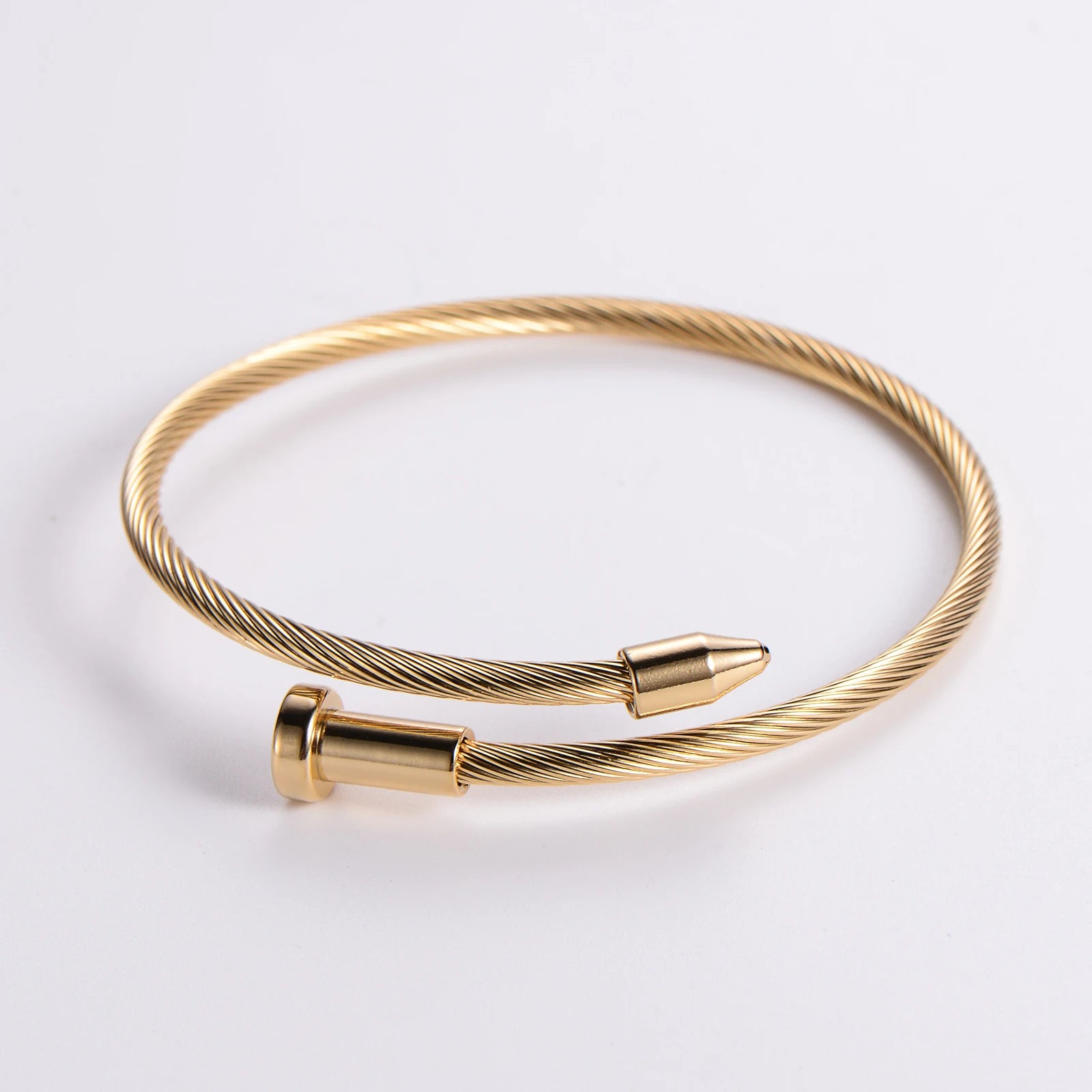 ORDRM gold plated stainless steel nail twisted wire cable bracelet