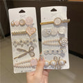 Trending Fashion Pearl Glitter Rhinestone Hair Clip Set Women Girls Bangs Side Cute Hair Clips Set Pearl Hair Accessories