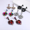 Luxury Jewelry Mixed Color Crystal Square Stud Earrings Rhinestone Glass Geometric Earrings for Women Dangling