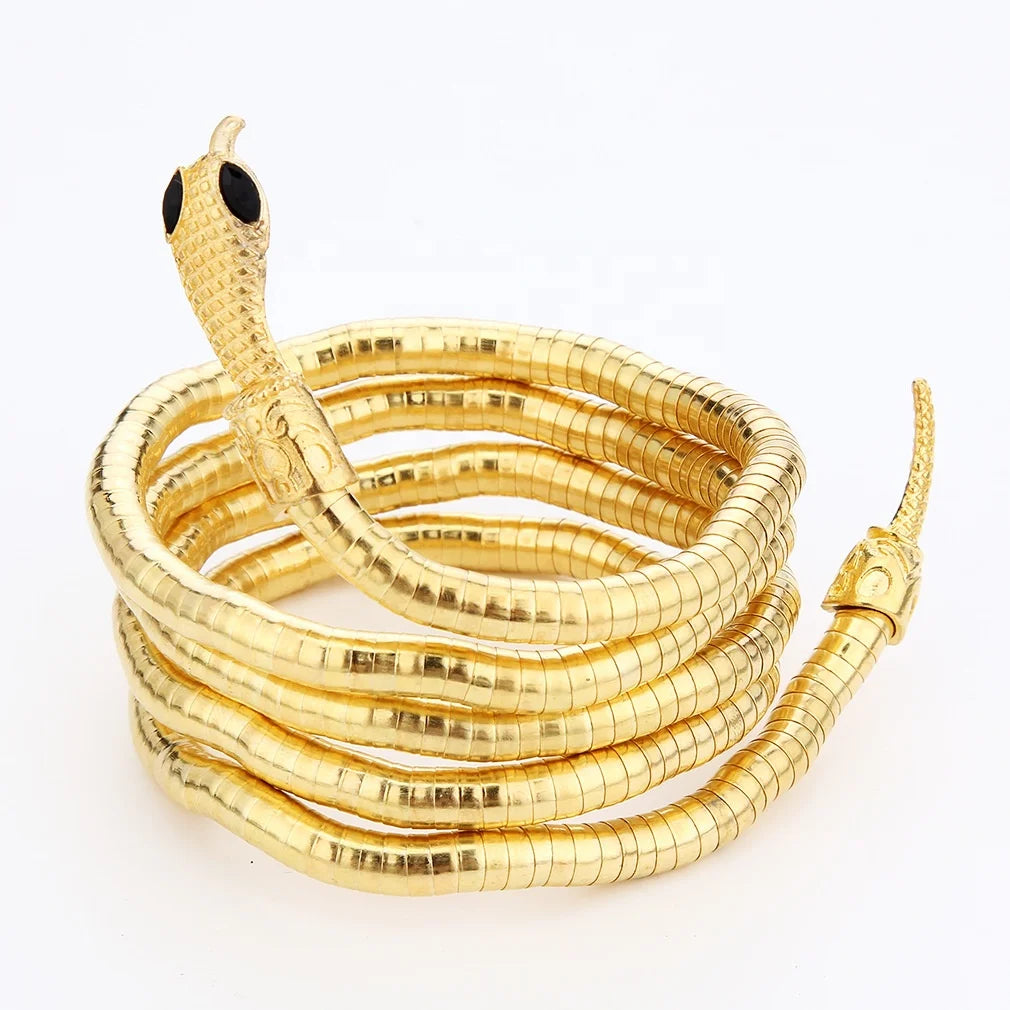 SC Hot Creative Bendable Snake Necklace Funny Animal Gold Plated Bracelet Punk Curved Snake Collar Choker Bracelet for Men Girls