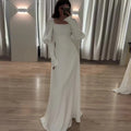 Boutique Wholesale 2026 Autumn New Fashionable Long Sleeved Waist Cinched Square Collar Mid Length Women's Dress