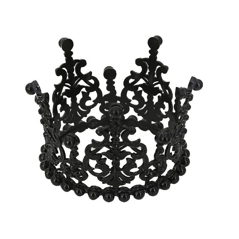 Small Round Black Crown and Tiaras Cake Decorations Tiara Princess Birthday Party Toppers Crown