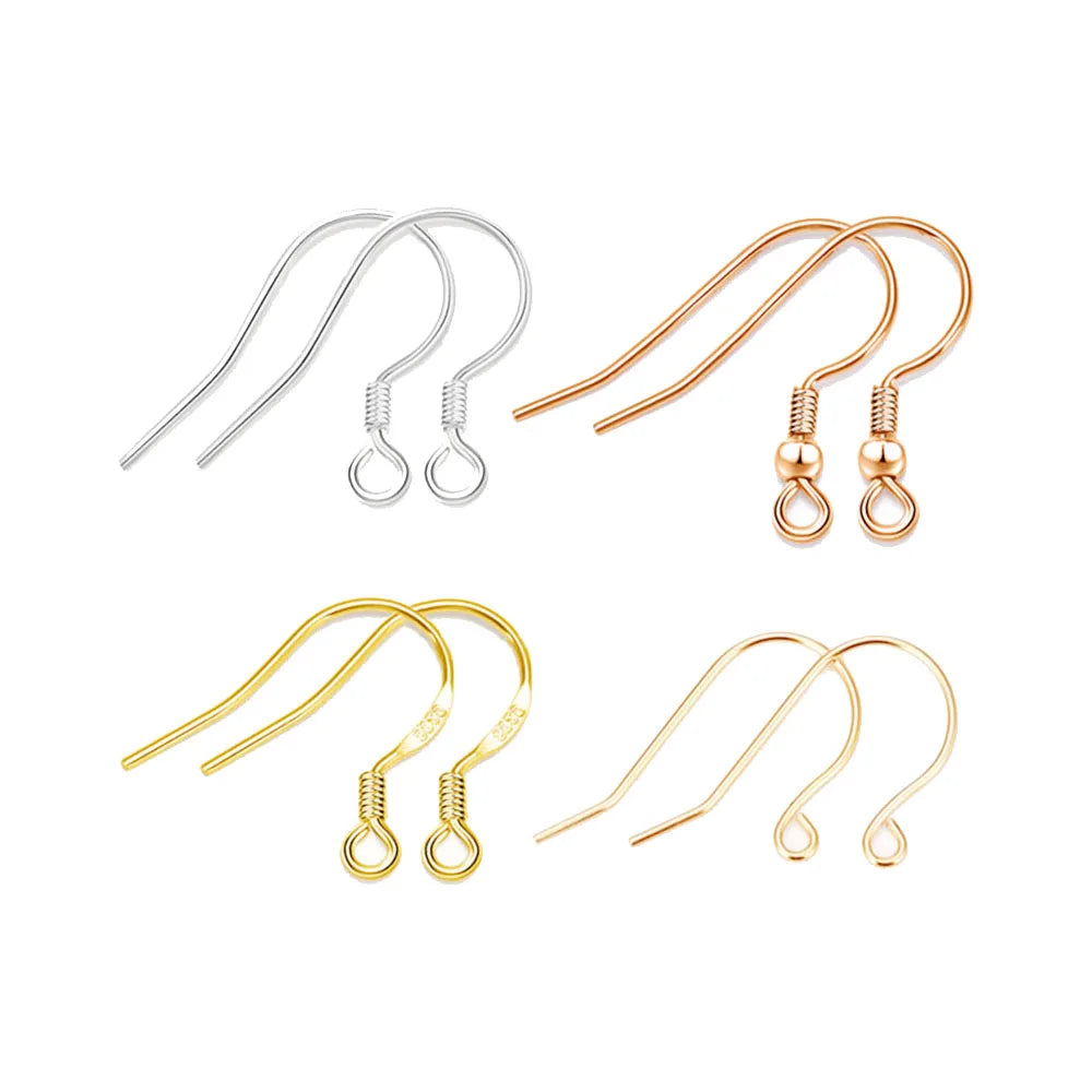 Fashion 925 Sterling Silver Jewelry Findings Drop Earring Simple Hook Nature Pearl18k Gold Plating DIY Jewelry Accessories