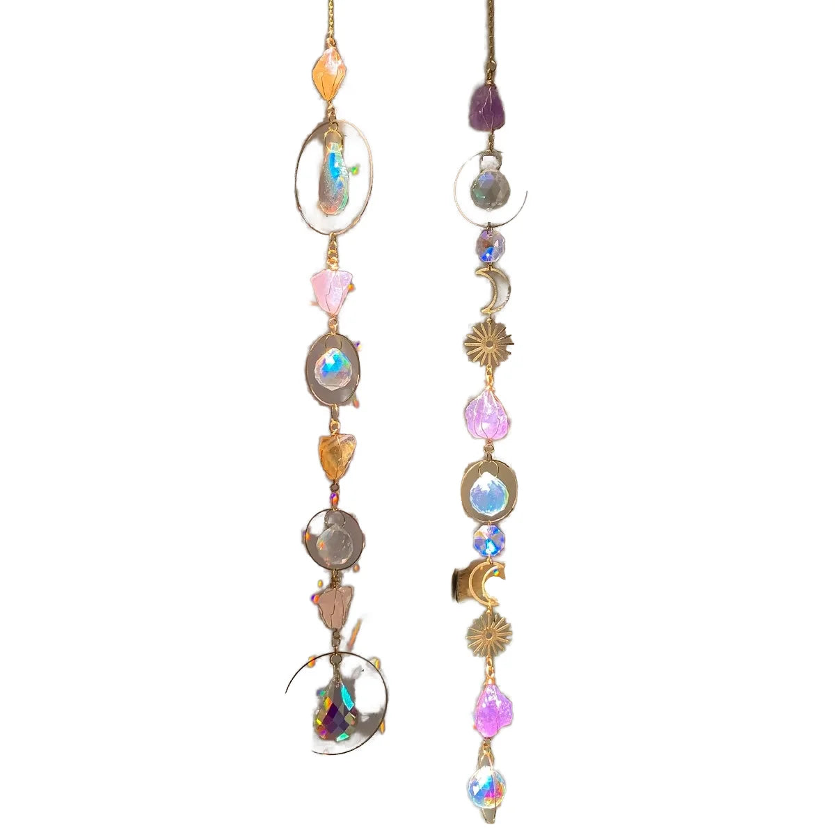 Wholesale Handmade Crystal Pendant Hanging Ornament Amethyst Citrine Stone Sun Catcher Wind Chime for Garden Decor