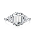 925 Sterling Silver Anniversary Promise Ring Polygon Emerald Cut Cubic Zirconia Ring