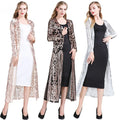 Fashion New Women's Clothing Long Sequin Open Front Long Sleeve Mesh Cardigan Blouse Cover Coat Evening Prom Party Tops Gift