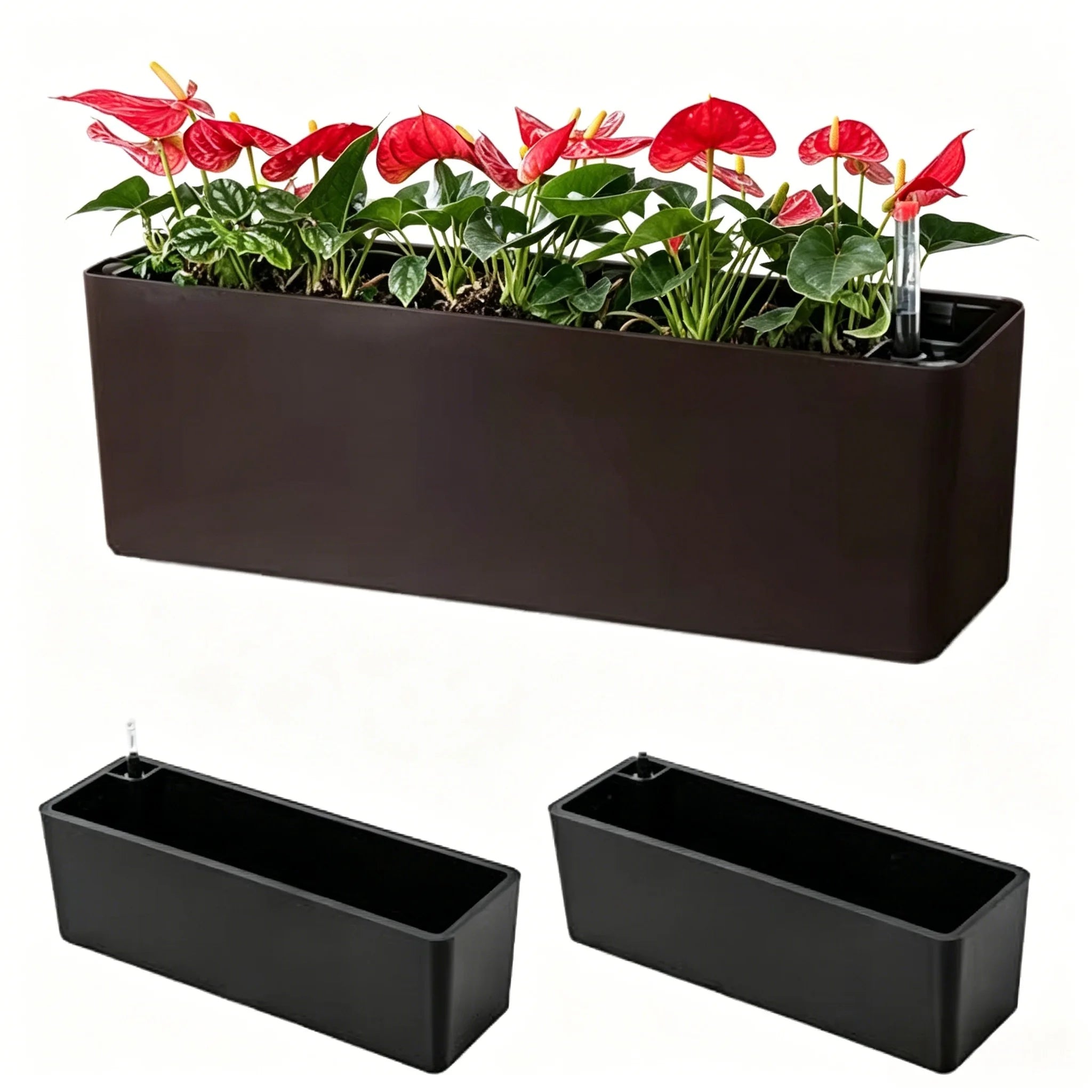 Brice Gardening Sublimation Flower Pots Plastic jardin Macetas Modern Outdoor Balcony Rail Planter with Drainage