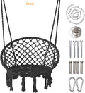 Woqi Hammock Egg Swing Chair Hanging Rope Hammock Chair Round Shape Macrame Swing with Cushion