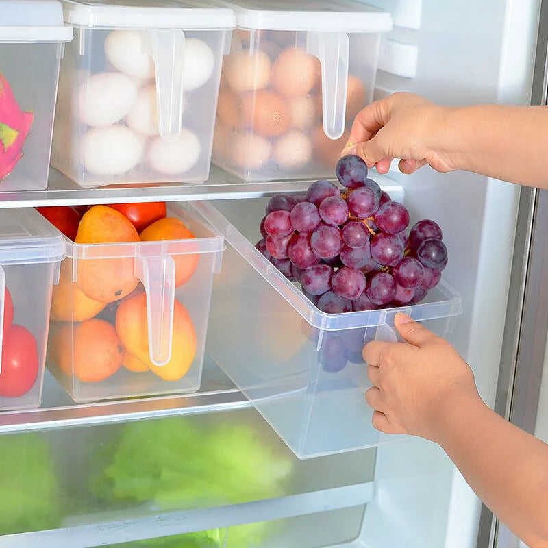 5L Cheap Refrigerator Storage Box Transparent Portable Plastic Fruits Vegetables Fridge Organizer