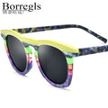 Borregls Matte Acetate Multicolour Polarized Sunglasses Men 2025 Brand Designer Round Sun Glasses Women Mirrored Shades 19342