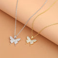 Trend Fashion Luxury Jewelry Stainless Steel Zircon Gold Plated Chain Butterfly Pendant Woman Charm Necklace