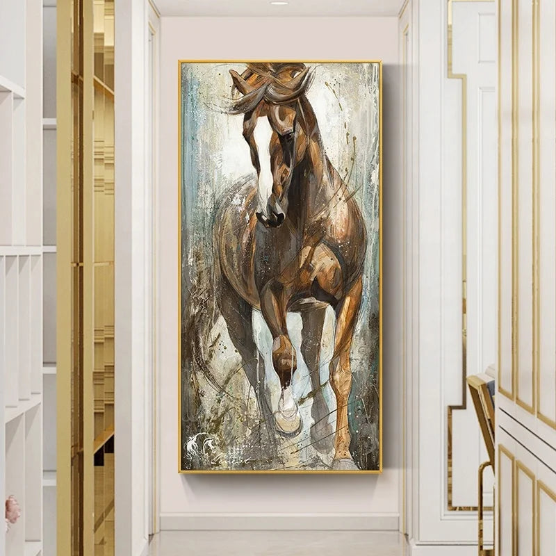 Modern Oil Painting Horse Diamond Crystal Porcelain Digital High Resolution Aluminum Frame for Living Room Wall Decoration