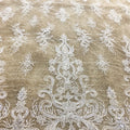 Luxury Tulle 3D Embroidery White Sequence Beading Lace Wedding Lace Fabric for Sewing Party Dresses