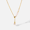 18K Gold Stainless Steel Necklace Fashion Pearl Pendant Necklace Jewelry Women