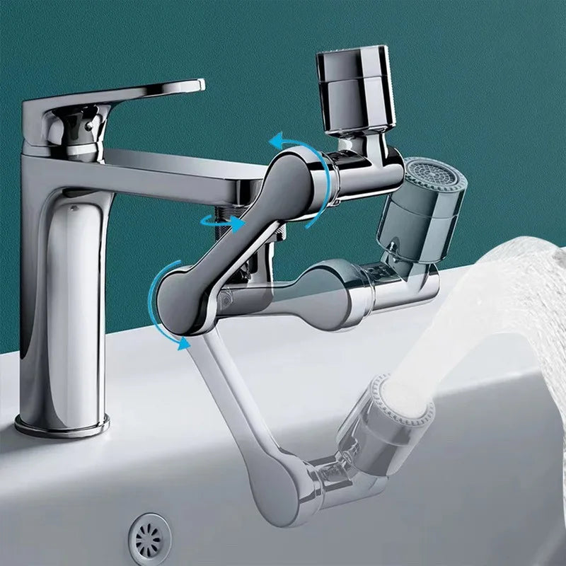 Metal Copper Robotic Arm Faucet Foldable Rotatable Multifunctional 1080 Degree Swivel Faucet Extender for Bathroom Sink
