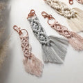 Women Bohemia Tassel Boho Western Macrame Key Chains Bag Accessories Handmade Cotton Macrame Woven Rope Vintage Braided Keychain