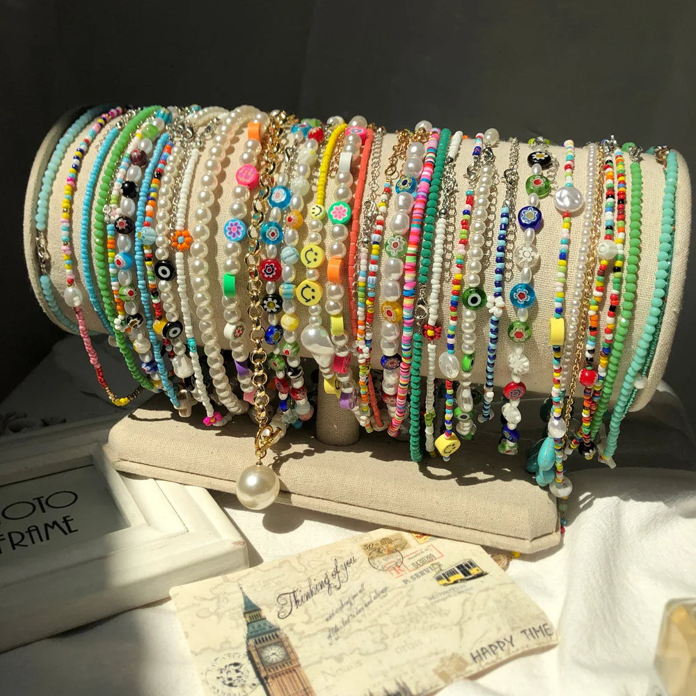 2023 Boho Sweet Handmade Multi Colored Stackable Colorful Crystal Seed Beads Necklace Bohemian Pearl Beaded Choker Necklaces