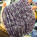 Wholesale Smooth Natural Lepidolite Gemstone Loose Beads for Jewelry Making 4mm 6mm 8mm 10mm 12mm