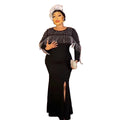 New Fishtail African Dress with Rhinestone Designs Women's Graceful Kitenge Top for Church Elegant Women's Clothing Kit