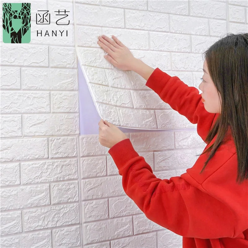 Manufacturer 70*77cm Pe Foam 3d Backed Vinyl Wallpapers Adhes 3d Par Par Foam