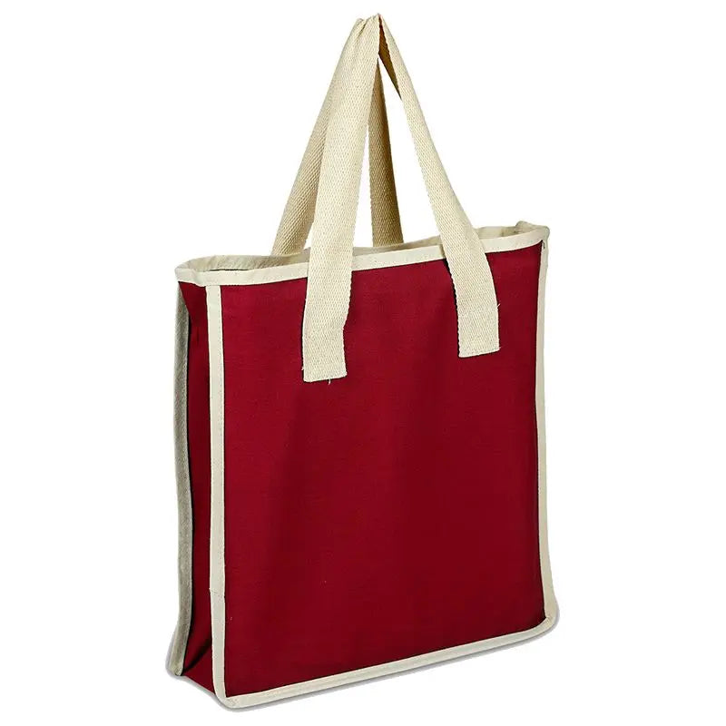 Ruthbag Wholesale Eco-friendly Cotton Canvas Tote Bag Blank Black Red Custom Print Letter Pattern Medium Size Handled Shopping