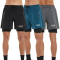 Custom Men's Quick Dry Sports Shorts 2 in 1 Running Workout Training Men Short Pants Breathable Side Zipper Pocket Gym Shorts