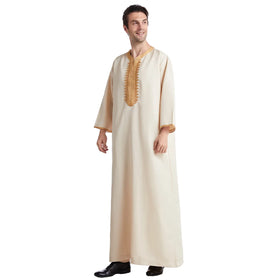 2024 New Eight Sleeve Embroidered Muslim Robe for Men Moroccan Style Breathable Arab Clothing for Middle East